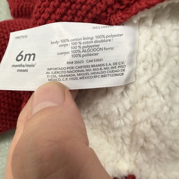 NWT Carter's Baby Girl Blush Red Knit Sherpa Lined Hooded Sweater Jacket 6M - Picture 5 of 5